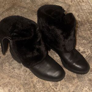 Bandolino Black Fur-Trimmed Winter Boots
